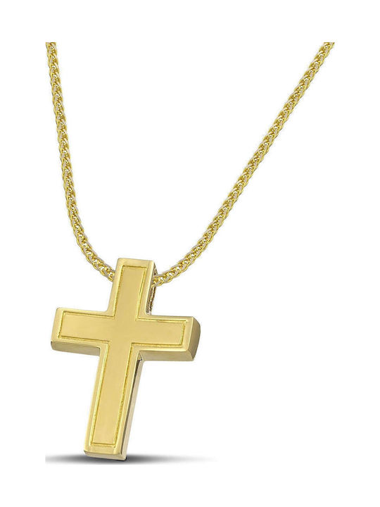 Themelidis Jewels Ανδρικός Χρυσός Σταυρός 14Κ Διπλής Όψης χωρίς Αλυσίδα