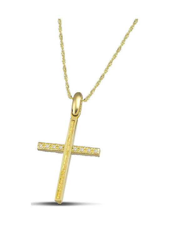 Themelidis Jewels Γυναικείος Χρυσός Σταυρός 14Κ Διπλής Όψης χωρίς Αλυσίδα