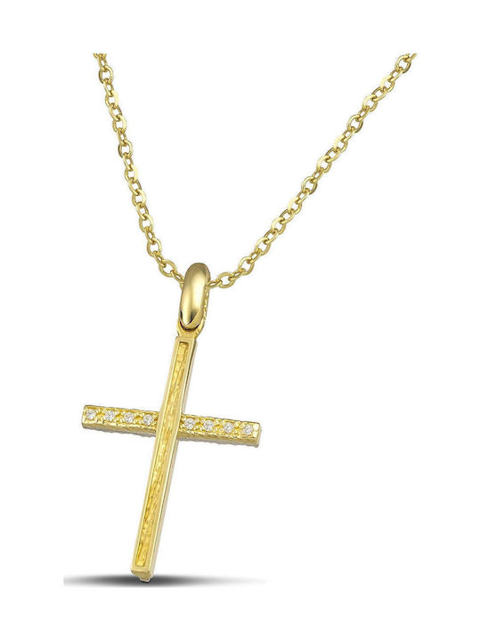 Themelidis Jewels Γυναικείος Χρυσός Σταυρός 14Κ Διπλής Όψης χωρίς Αλυσίδα