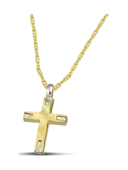Themelidis Jewels Ανδρικός Χρυσός Σταυρός 14Κ Διπλής Όψης χωρίς Αλυσίδα