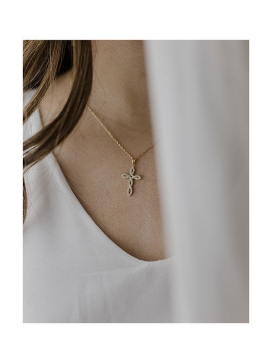 Themelidis Jewels Damen Gold Kreuz 18K mit Kette