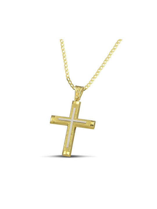 Themelidis Jewels Damen Gold Kreuz 14K mit Kette