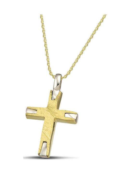 Themelidis Jewels Ανδρικός Λευκόχρυσος Σταυρός 14Κ Διπλής Όψης χωρίς Αλυσίδα