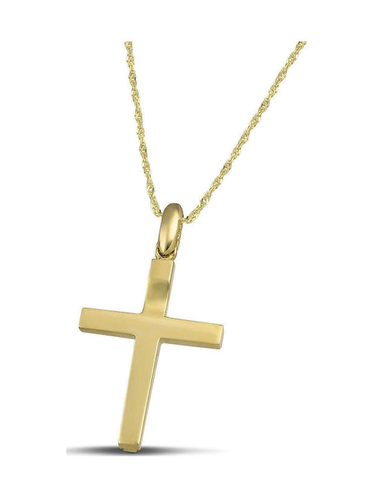 Themelidis Jewels Ανδρικός Χρυσός Σταυρός 14Κ Διπλής Όψης χωρίς Αλυσίδα