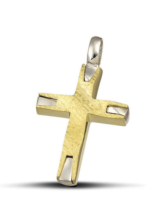 Themelidis Jewels Ανδρικός Λευκόχρυσος Σταυρός 14Κ Διπλής Όψης χωρίς Αλυσίδα