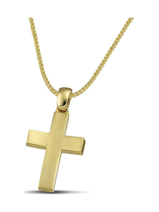 Themelidis Jewels Ανδρικός Χρυσός Σταυρός 14Κ Διπλής Όψης χωρίς Αλυσίδα