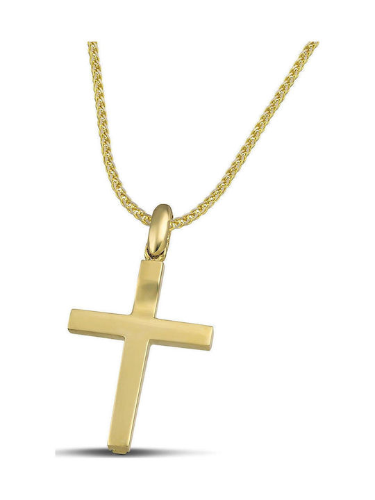 Themelidis Jewels Ανδρικός Χρυσός Σταυρός 14Κ Διπλής Όψης χωρίς Αλυσίδα