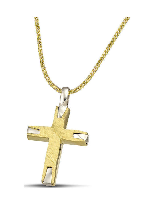 Themelidis Jewels Ανδρικός Λευκόχρυσος Σταυρός 14Κ Διπλής Όψης χωρίς Αλυσίδα