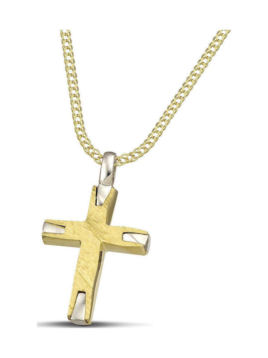 Themelidis Jewels Ανδρικός Λευκόχρυσος Σταυρός 14Κ Διπλής Όψης χωρίς Αλυσίδα