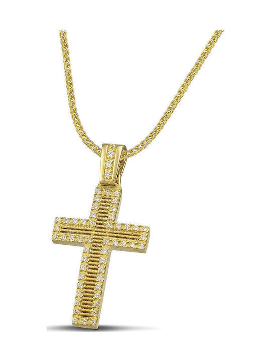Themelidis Jewels Γυναικείος Χρυσός Σταυρός 14Κ Διπλής Όψης χωρίς Αλυσίδα