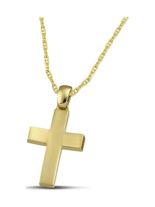 Themelidis Jewels Ανδρικός Χρυσός Σταυρός 14Κ Διπλής Όψης χωρίς Αλυσίδα