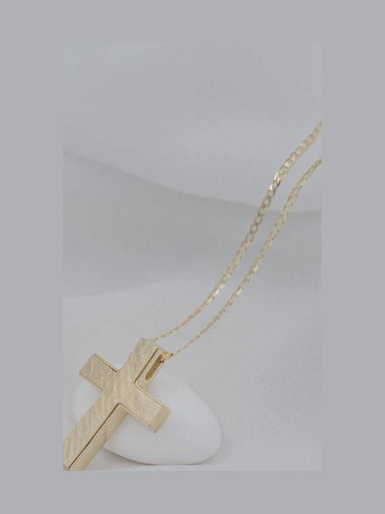 Themelidis Jewels Γυναικείος Χρυσός Σταυρός 14Κ Διπλής Όψης με Αλυσίδα