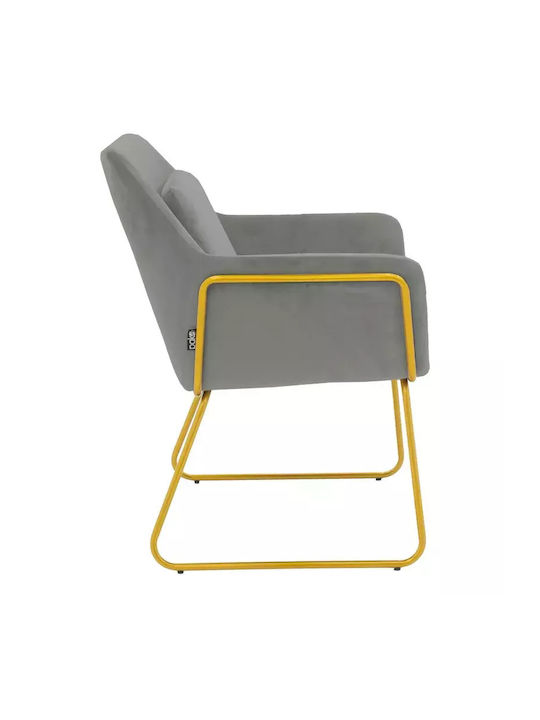 Mira Dining Room Velvet Armchair Grey-Gold 65x69x86cm