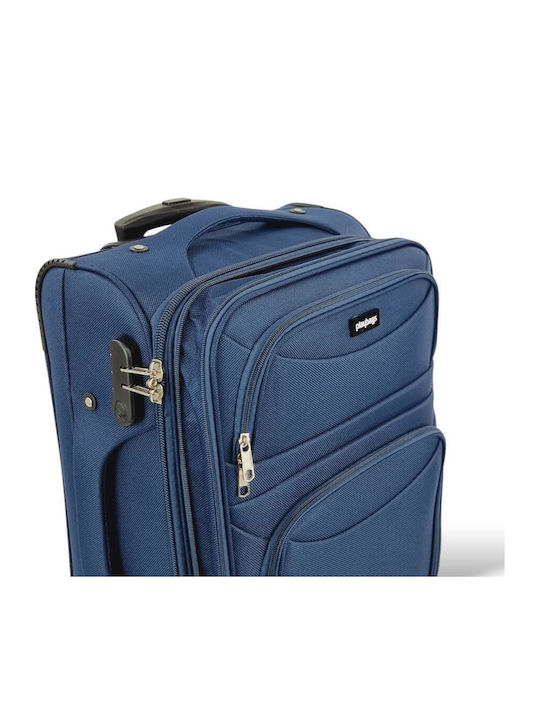 Playbags Βαλίτσα Ταξιδίου Καμπίνας Υφασμάτινη Μπλε με 2 Ρόδες Ύψους 53εκ.