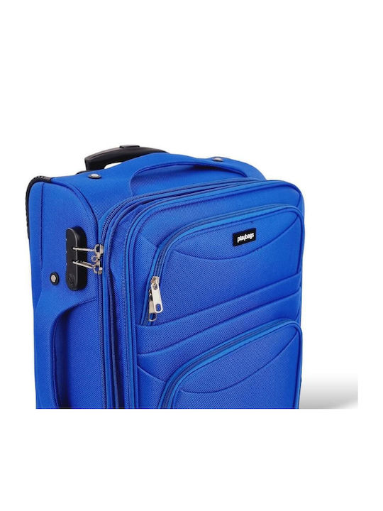Playbags Βαλίτσα Ταξιδίου Καμπίνας Υφασμάτινη Μπλε Ηλεκτρίκ με 2 Ρόδες Ύψους 53εκ.