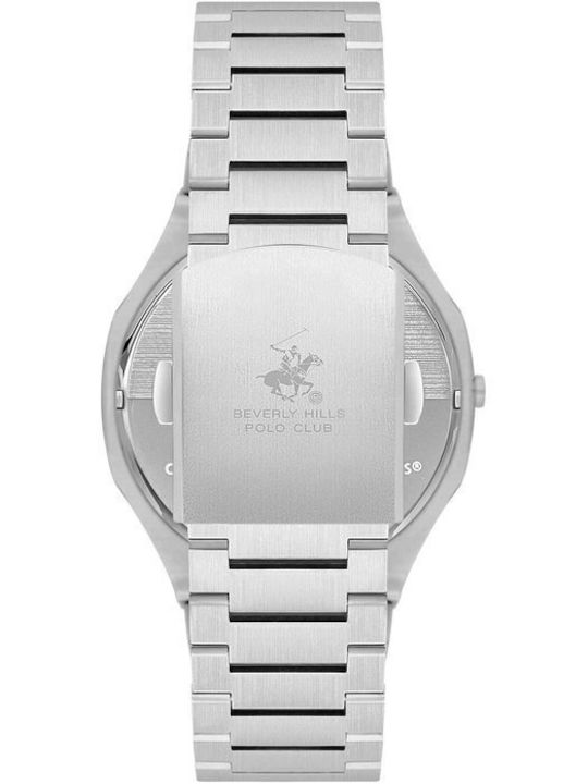 Beverly Hills Polo Club Men's Watch Battery with Silver Metal Bracelet