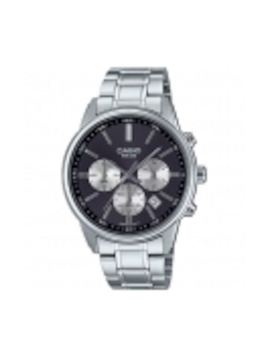 Casio Watch Chronograph Battery with Silver Metal Bracelet