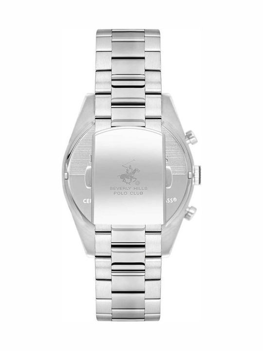 Beverly Hills Polo Club Men's Watch Battery with Silver Metal Bracelet