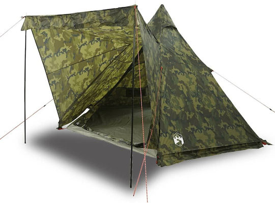vidaXL Tipi Camping Tent Teepee Green for 6 People 408x350x240cm Variation