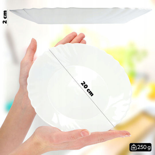 Kadax Teller Untiefe Glas Weiß mit Durchmesser 20cm 3Stück