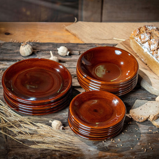 Kadax Plate Soup Ceramic Brown with Diameter 24cm 6pcs