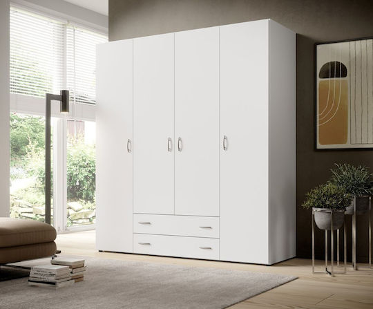 Α_Base Τετράφυλλη Ντουλάπα Λευκή 160x52x177cm