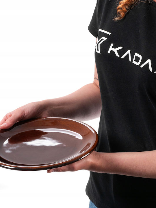 Kadax Teller Suppe Keramik Braun mit Durchmesser 24cm 4Stück