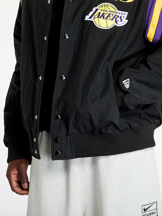 New Era Los Angeles Lakers Nba Geacă pentru bărbați Bomber Black, Canary Yellow