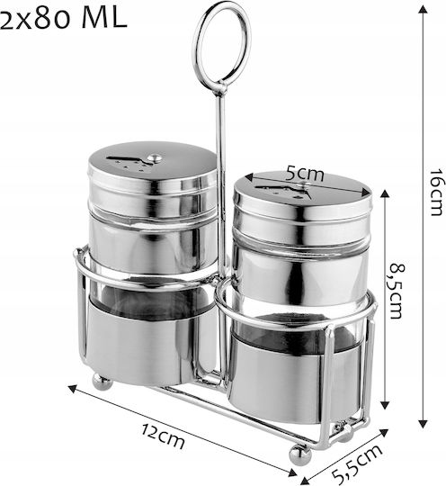 Kadax Salz- und Pfefferset Inox mit Gestell 2Stück