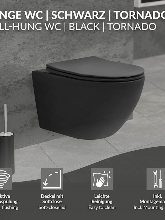 LuxeBath Λεκάνη Κρεμαστή με Καζανάκι με Κάλυμμα Duroplast Μαύρη 4064649198715 LuxeBath Λεκάνη Κρεμαστή με Καζανάκι με Κάλυμμα Duroplast Μαύρη 4064649198715