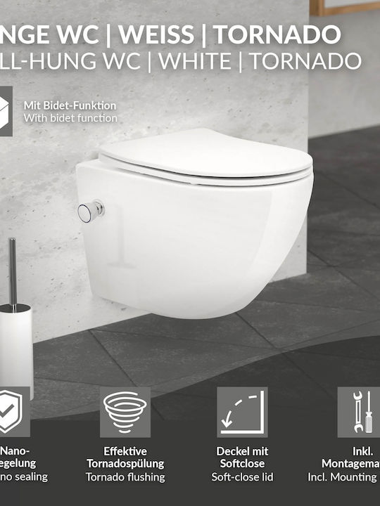 LuxeBath Λεκάνη Κρεμαστή Rimless με Καζανάκι με Κάλυμμα Duroplast και Μπιντέ Λευκή 4064649212183 LuxeBath Λεκάνη Κρεμαστή Rimless με Καζανάκι με Κάλυμμα Duroplast και Μπιντέ Λευκή 4064649212183