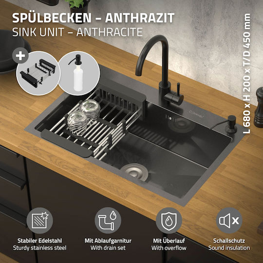 ML-Design 490013833 Drop-In Inox Μ68xΠ45cm Gri