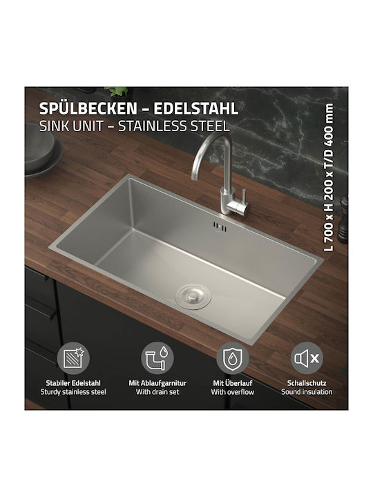 ML-Design Drop-In Sink Inox W70xD40cm Silver