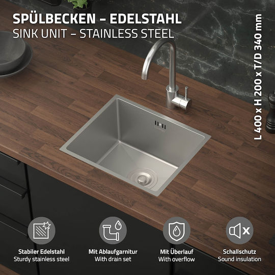 ML-Design 490013820 Drop-In Inox Μ34xΠ40cm Argintiu