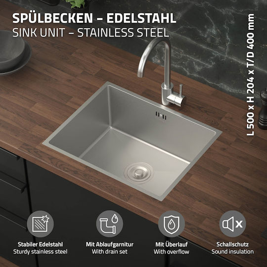 ML-Design Drop-In Chiuvetă Inox L50xW40cm Argintiu