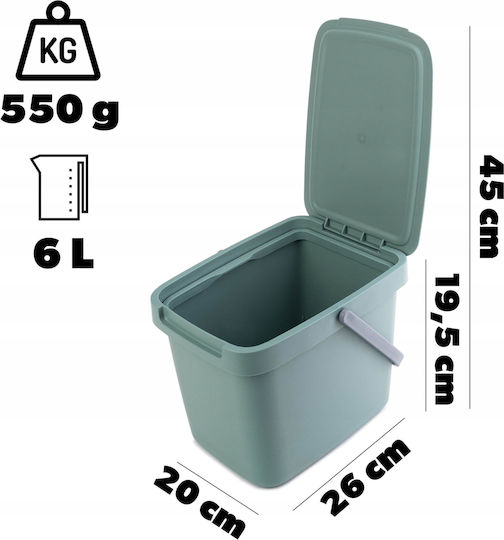 Kadax Coș de Gunoi Plastic Verde 6lt 1buc