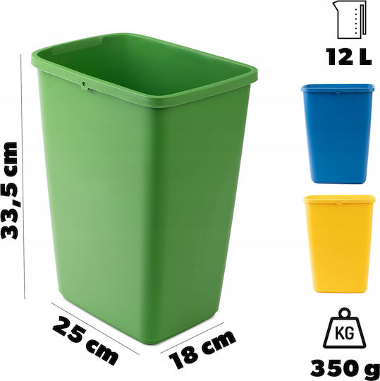 Kadax Kadax Mülleimer Kunststoff Mehrfarbig 12lt 3 Stück