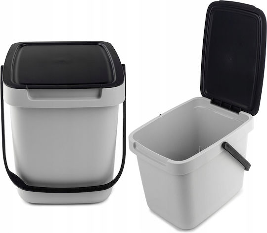 Kadax Coș de Gunoi Plastic Gri 6lt 1buc