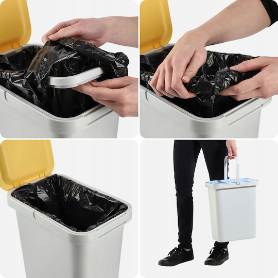 Kadax Κάδος Απορριμμάτων Πλαστικός Push Γκρι 12lt
