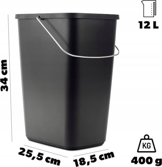 Kadax Κάδος Απορριμμάτων Πλαστικός Μαύρος 12lt