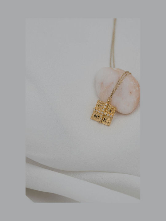 Themelidis Jewels Necklace Constantine Amulet from Gold 14K with Diamond