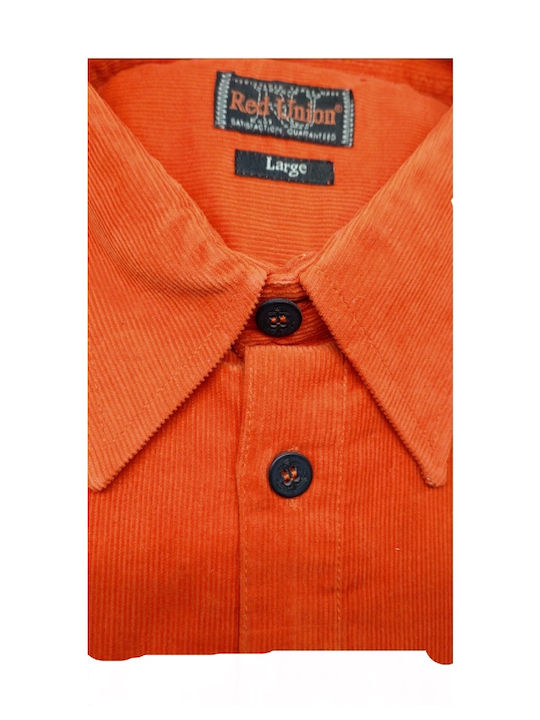 Men's Shirt 8-2016.P Fine Corduroy, Regular Line, Long Sleeve.Orange