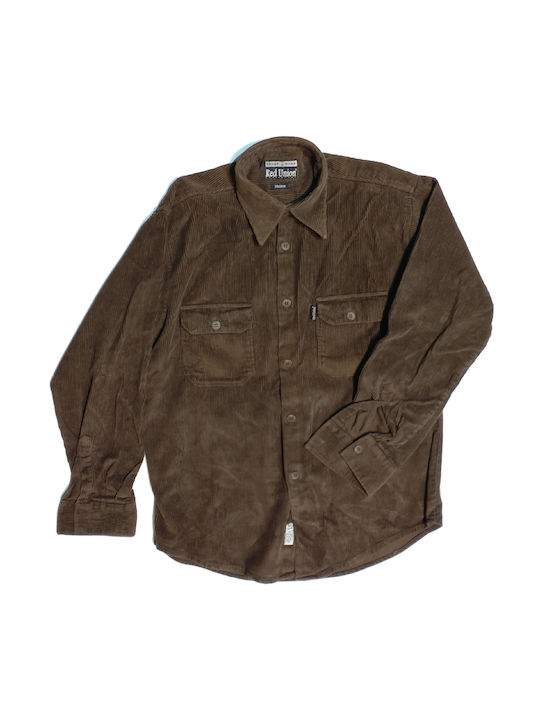 Men's Shirt 8-2080.BRA Corduroy with Regular Line, Long Sleeve Brown