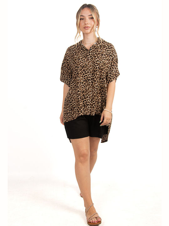 Ellen Women's Blouse Animal Print Leopard