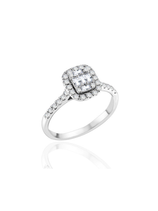 Metrongold Single Stone from White Gold 18K with Diamond