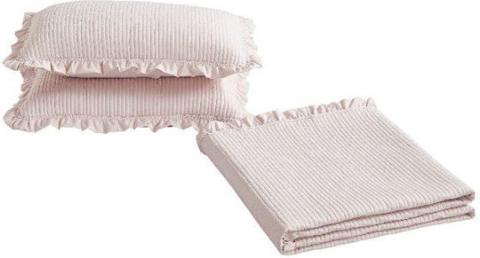 Liolios Home Armony Set Coverlet Queen Size Pink 240x260cm 3pcs