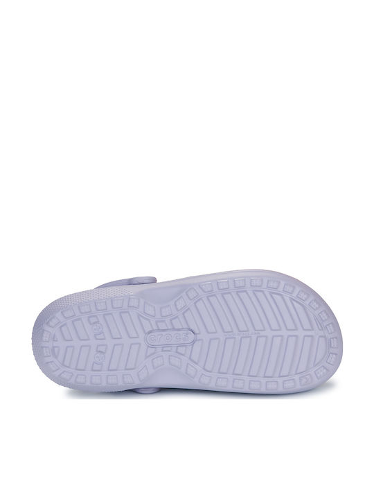 Crocs Classic Fuzz Lined Γυναικεία Σαμπό με Γούνα Μωβ 203591-5PU