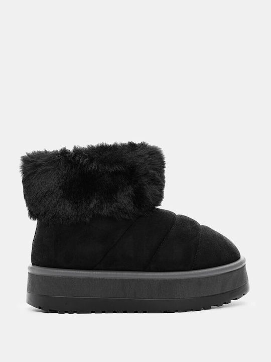 Double-Sole Ankle Boots with Fur Lining 4294001-black