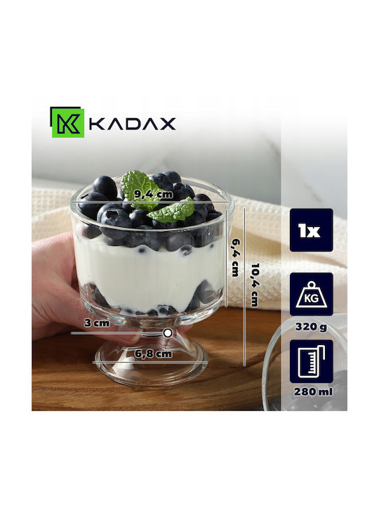 Kadax Μπωλ Σερβιρίσματος Παγωτού Στρογγυλό Γυάλινο Διάφανο με Διάμετρο 9.4εκ.