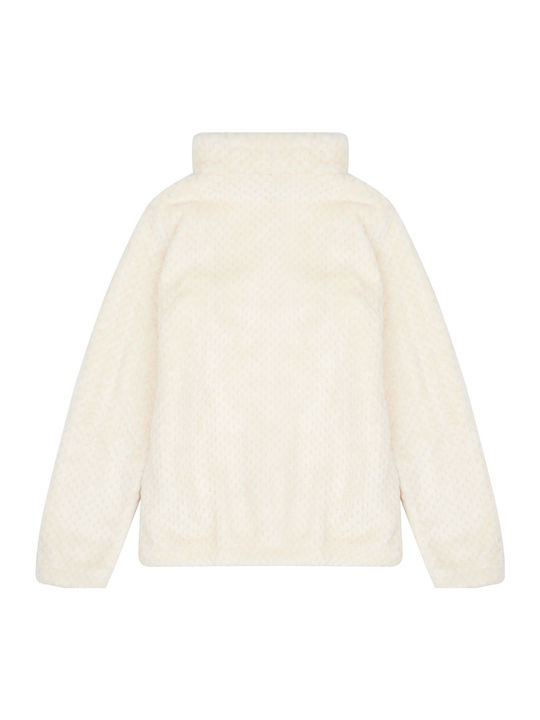Kinderstrickjacke Fleece Beige Sherpa Full
